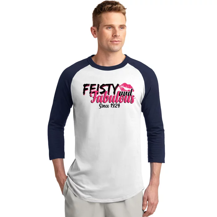 Feisty And Fabulous Since 1924 100th Birthday Baseball Sleeve Shirt