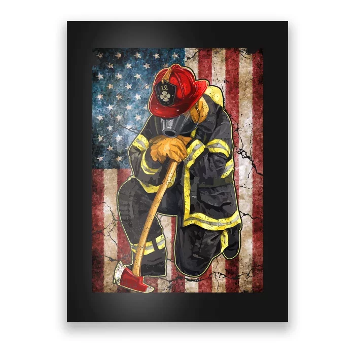 Firefighter American Flag Poster