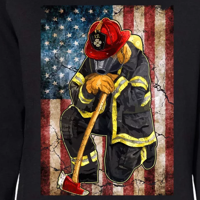 Firefighter American Flag Womens California Wash Sweatshirt