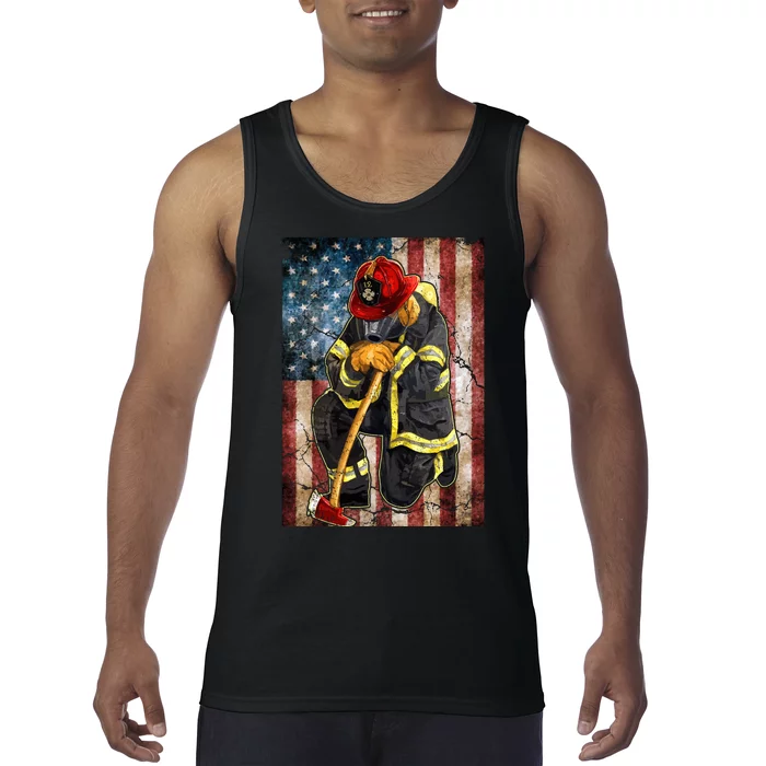 Firefighter American Flag Tank Top