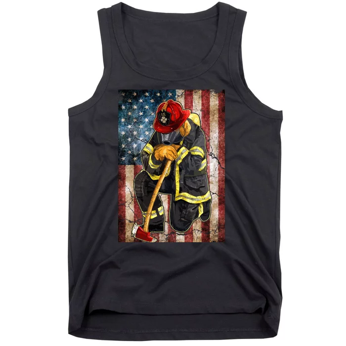 Firefighter American Flag Tank Top