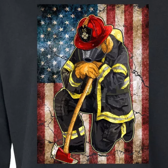 Firefighter American Flag Cropped Pullover Crew