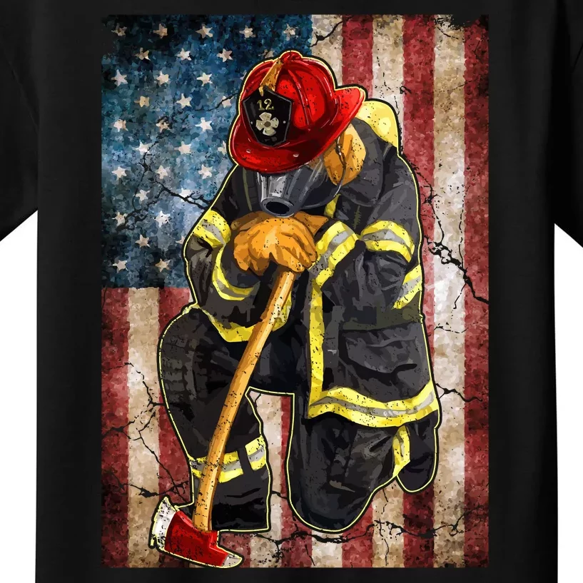 Firefighter American Flag Kids T-Shirt