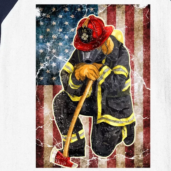 Firefighter American Flag Baseball Sleeve Shirt