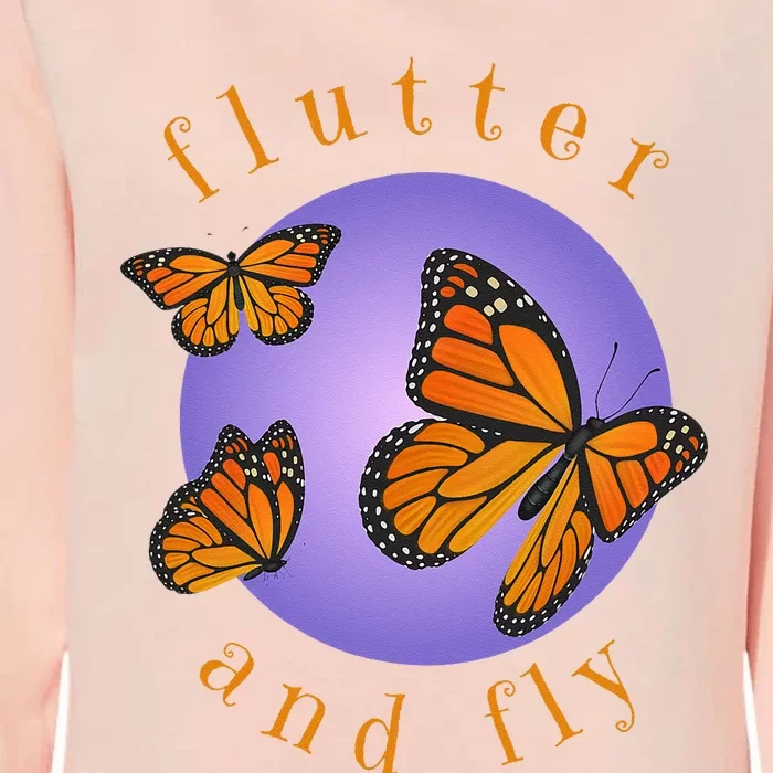 Flutter And Fly Apparel Monarch Butterflies On Glowing Moon Womens California Wash Sweatshirt