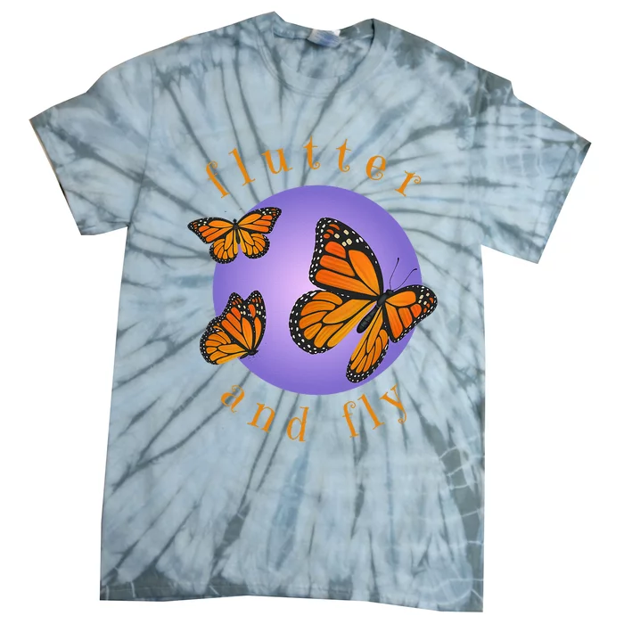 Flutter And Fly Apparel Monarch Butterflies On Glowing Moon Tie-Dye T-Shirt