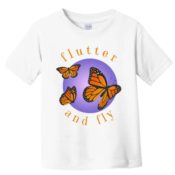 Flutter And Fly Apparel Monarch Butterflies On Glowing Moon Toddler T-Shirt