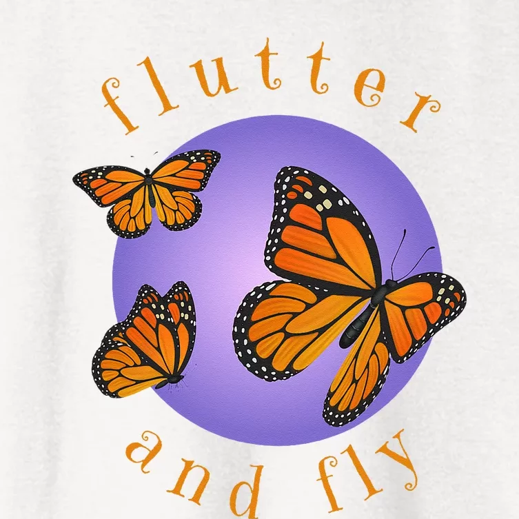 Flutter And Fly Apparel Monarch Butterflies On Glowing Moon Women's Crop Top Tee