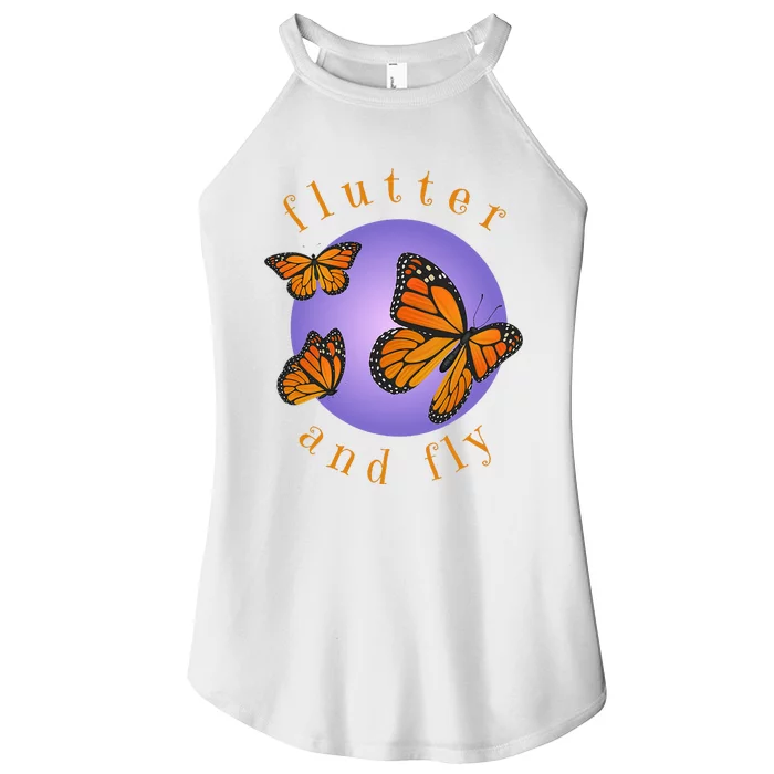 Flutter And Fly Apparel Monarch Butterflies On Glowing Moon Women’s Perfect Tri Rocker Tank