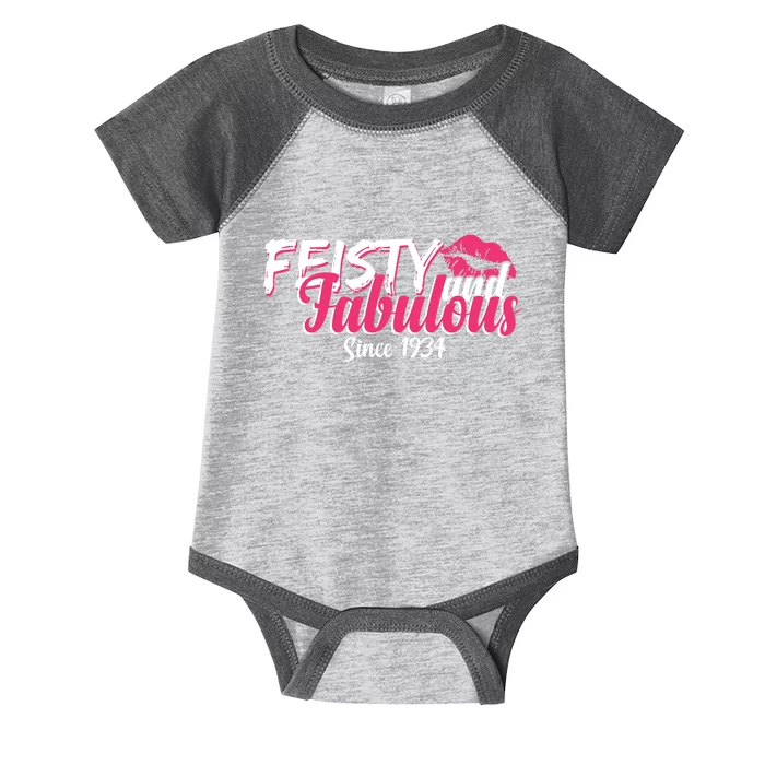 Feisty And Fabulous Since 1934 90th Birthday Infant Baby Jersey Bodysuit