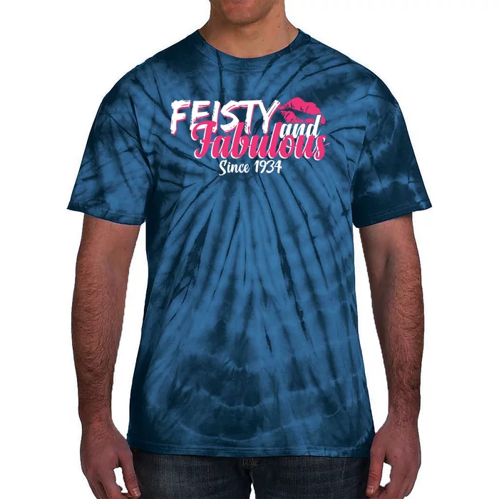 Feisty And Fabulous Since 1934 90th Birthday Tie-Dye T-Shirt