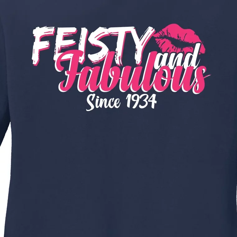 Feisty And Fabulous Since 1934 90th Birthday Ladies Long Sleeve Shirt