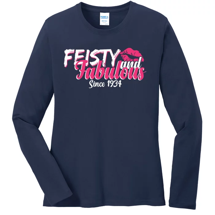 Feisty And Fabulous Since 1934 90th Birthday Ladies Long Sleeve Shirt