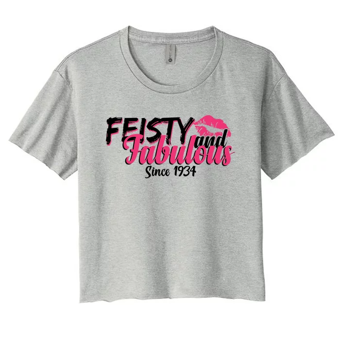 Feisty And Fabulous Since 1934 90th Birthday Women's Crop Top Tee