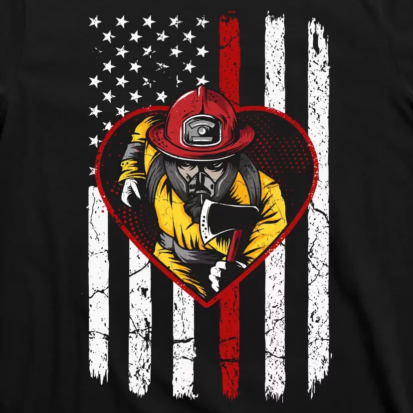 Firefighter American Flag T-Shirt