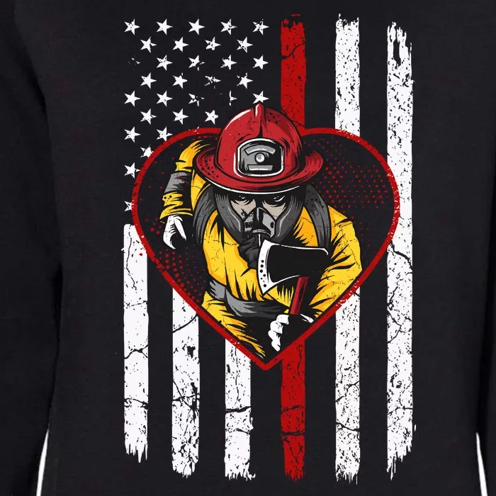 Firefighter American Flag Womens California Wash Sweatshirt