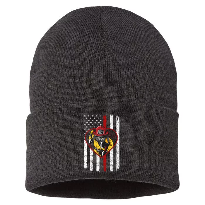 Firefighter American Flag Sustainable Knit Beanie