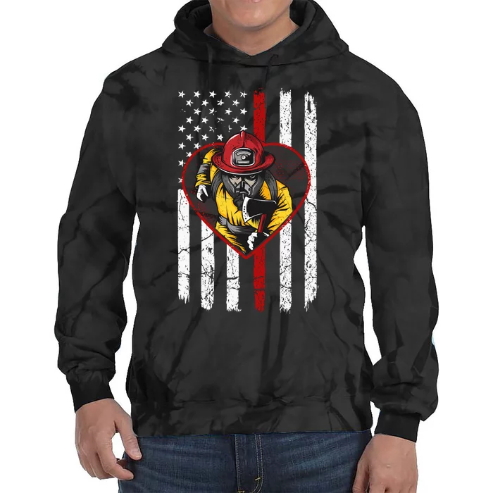 Firefighter American Flag Tie Dye Hoodie