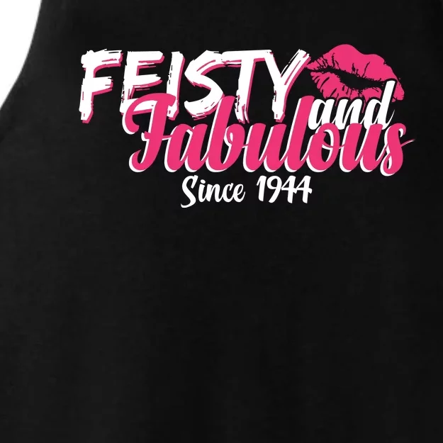 Feisty And Fabulous Since 1944 80th Birthday Ladies Tri-Blend Wicking Tank