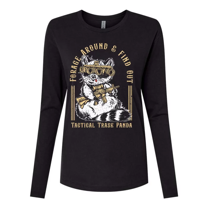 Forage Around & Find Out Tactical Trash Panda Womens Cotton Relaxed Long Sleeve T-Shirt