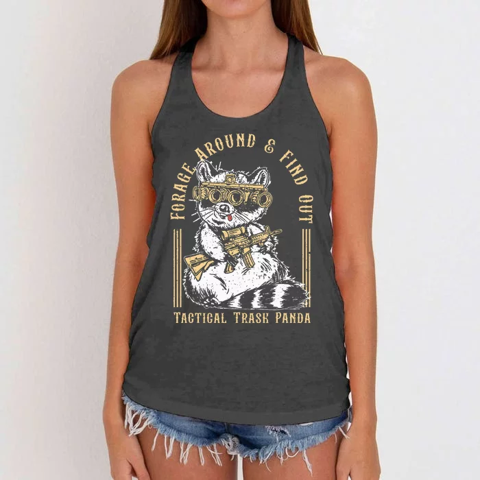 Forage Around & Find Out Tactical Trash Panda Women's Knotted Racerback Tank