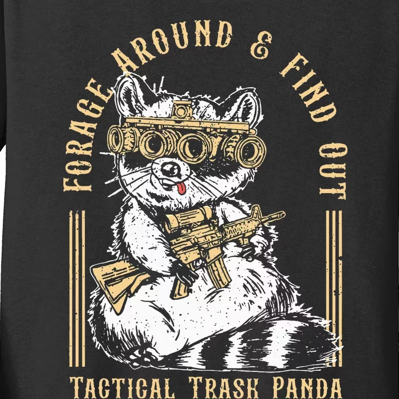 Forage Around & Find Out Tactical Trash Panda Kids Long Sleeve Shirt