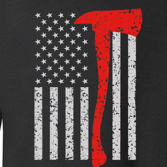 Firefighter American Flag Axe Thin Red Line Patriot Toddler Sweatshirt