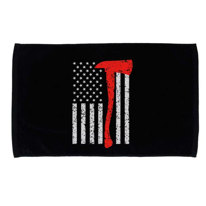 Firefighter American Flag Axe Thin Red Line Patriot Microfiber Hand Towel