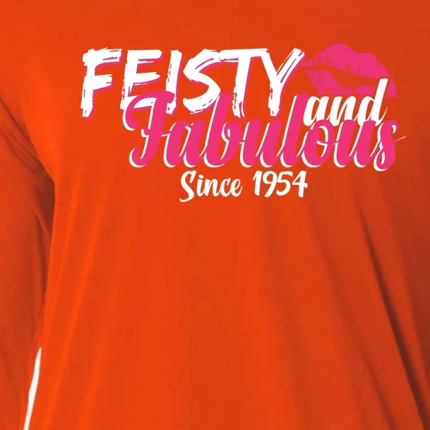 Feisty And Fabulous Since 1954 70th Birthday Cooling Performance Long Sleeve Crew