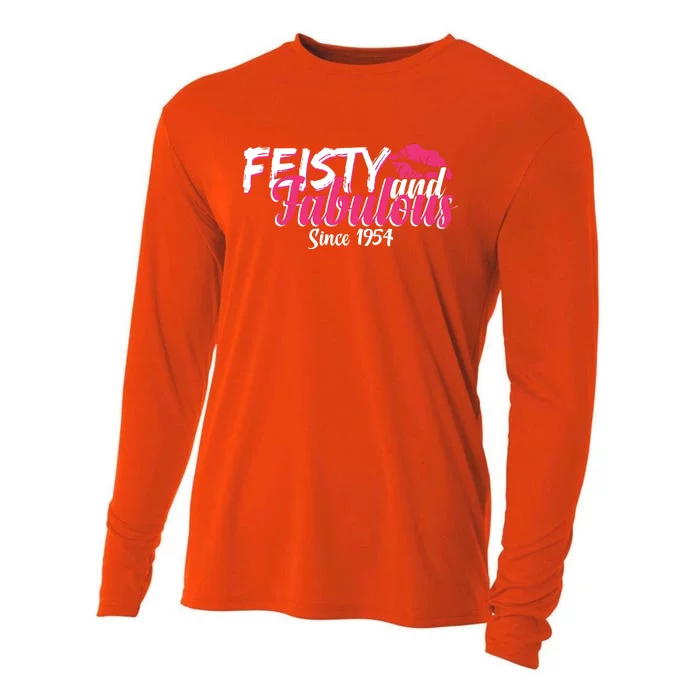 Feisty And Fabulous Since 1954 70th Birthday Cooling Performance Long Sleeve Crew