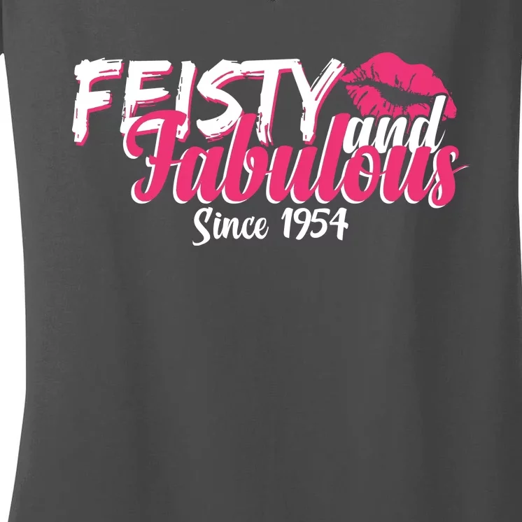 Feisty And Fabulous Since 1954 70th Birthday Women's V-Neck T-Shirt