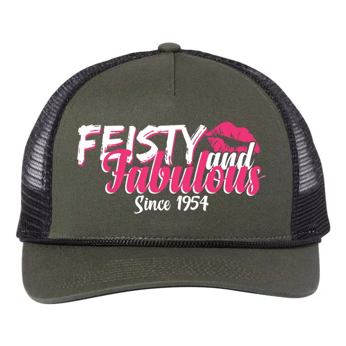 Feisty And Fabulous Since 1954 70th Birthday Retro Rope Trucker Hat Cap