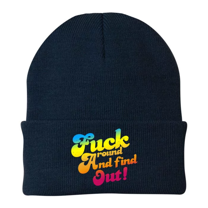 Fuck Around Find Out Funny Colorful Knit Cap Winter Beanie