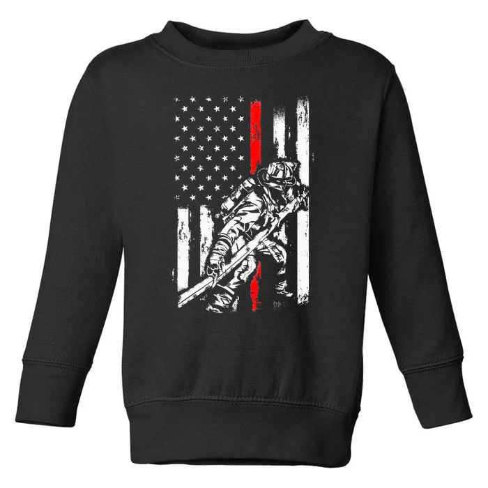 Firefighter American Flag for US Fireman Toddler Sweatshirt