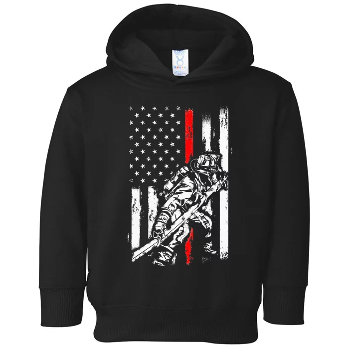 Firefighter American Flag for US Fireman Toddler Hoodie