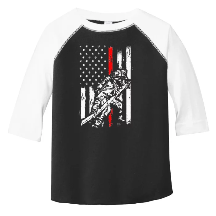 Firefighter American Flag for US Fireman Toddler Fine Jersey T-Shirt