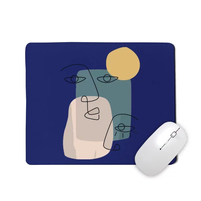 Faces Abstract Feminine Line Art Drawing Tee Aesthetic Top Mousepad