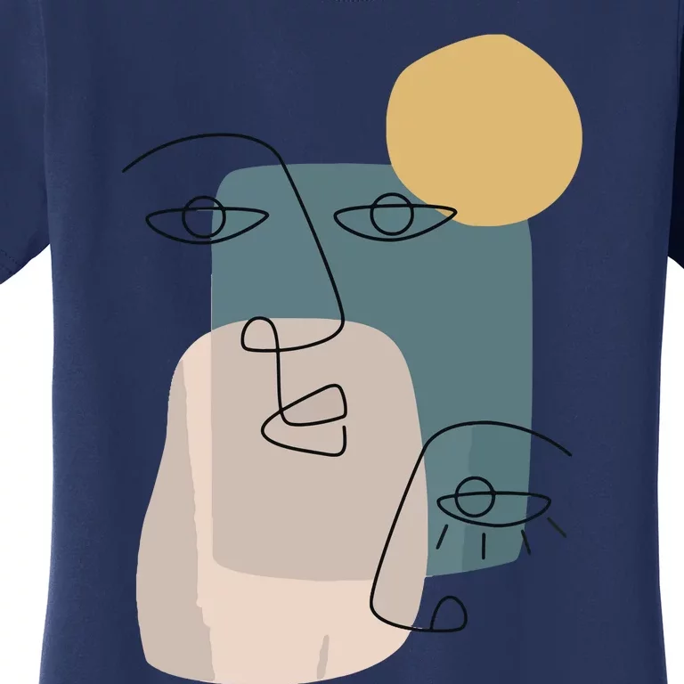 Faces Abstract Feminine Line Art Drawing Tee Aesthetic Top Women's T-Shirt