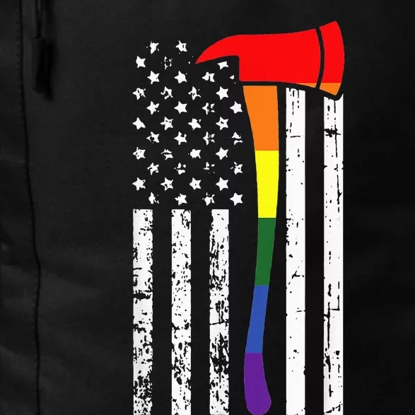 Firefighter American Flag LGBTQ Gay Pride Flag Fireman Ally Daily Commute Backpack