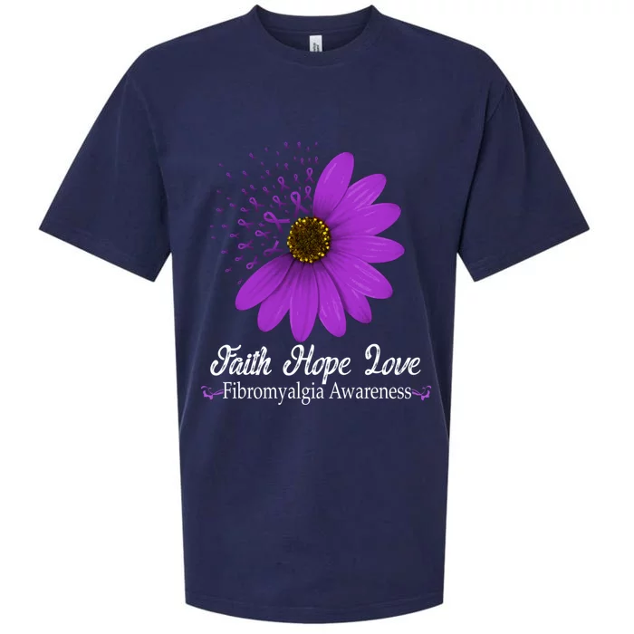 Fibromyalgia Awareness Faith Hope Love Purple Ribbon Pretty Cool Gift Sueded Cloud Jersey T-Shirt