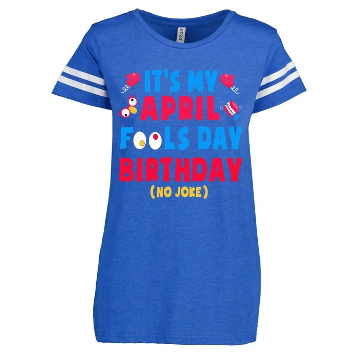 Funny April Fool's Day Birthday Born on April 1st joke Enza Ladies Jersey Football T-Shirt