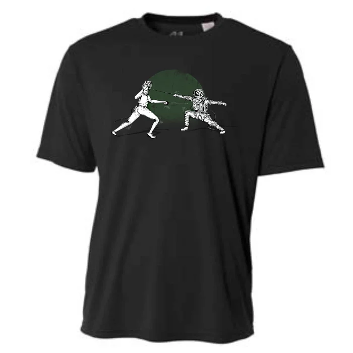 Fencing Astronaut Funny Graphic And Cool Gift Cooling Performance Crew T-Shirt