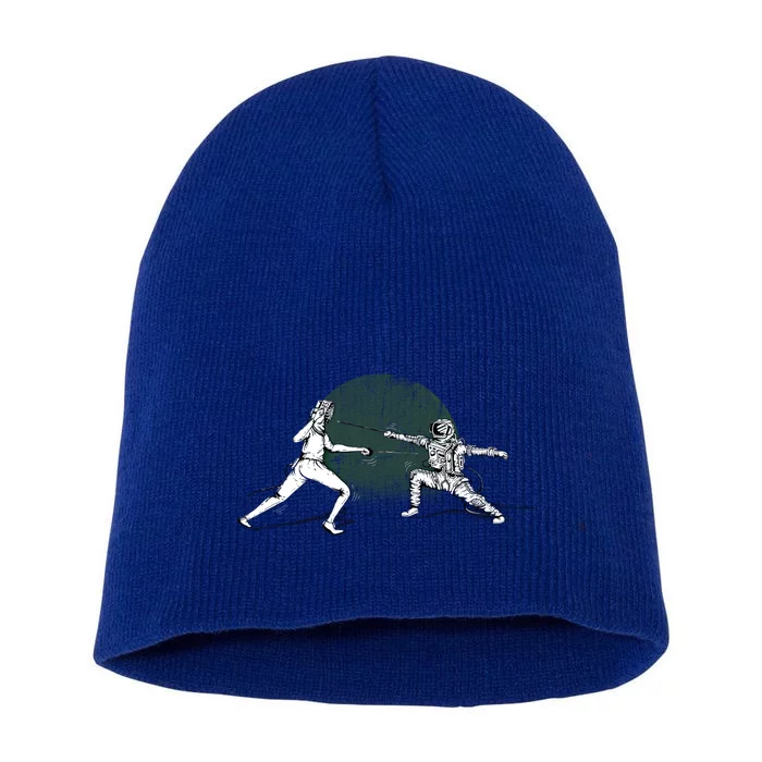 Fencing Astronaut Funny Graphic And Cool Gift Short Acrylic Beanie