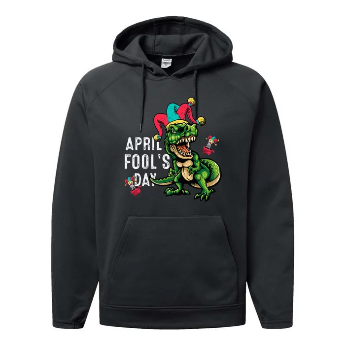 Funny April Fools Day Dinosaur Pranks Quote April Fool's Day Performance Fleece Hoodie