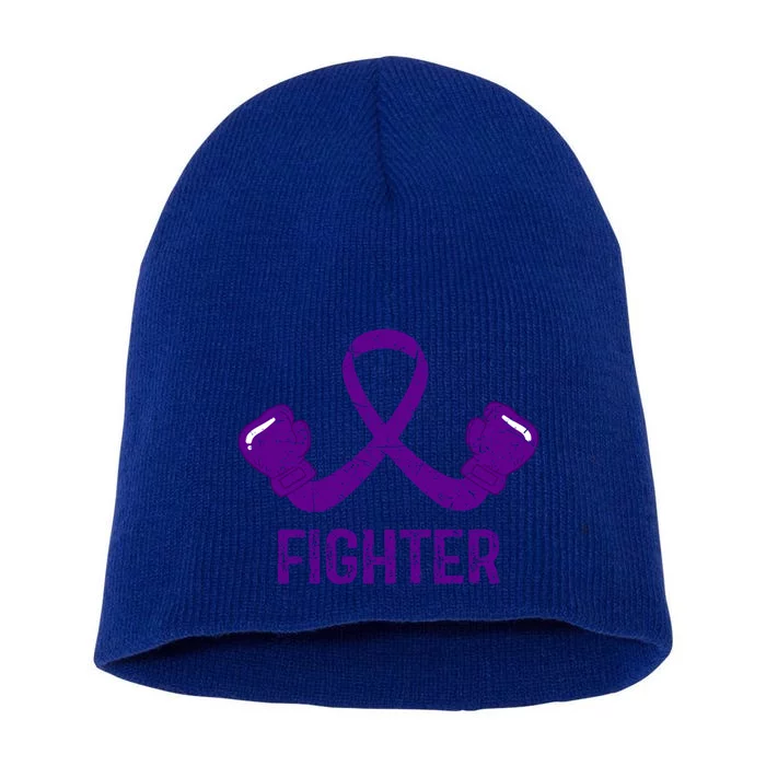 Fibromyalgia Awareness Fighter Gift Short Acrylic Beanie