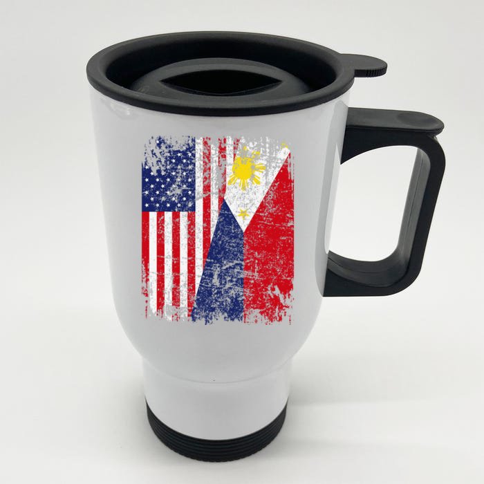 Filipino American Flag Usa Philippines Flag Front & Back Stainless Steel Travel Mug