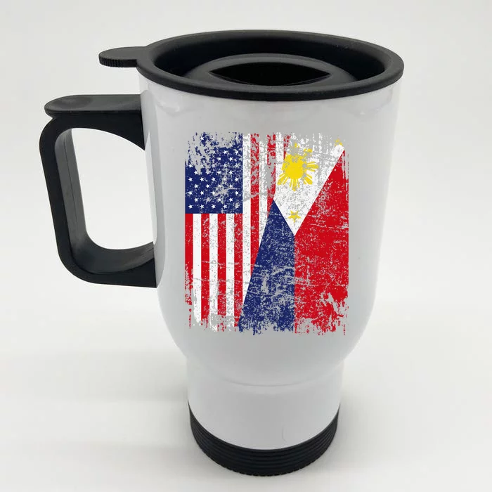 Filipino American Flag Usa Philippines Flag Front & Back Stainless Steel Travel Mug