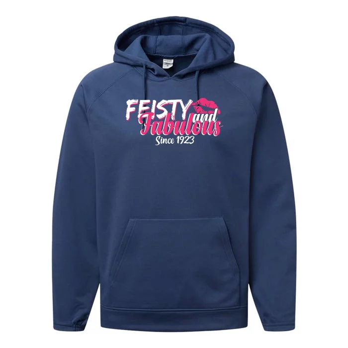 Feisty And Fabulous Since 1923 100th Birthday Performance Fleece Hoodie