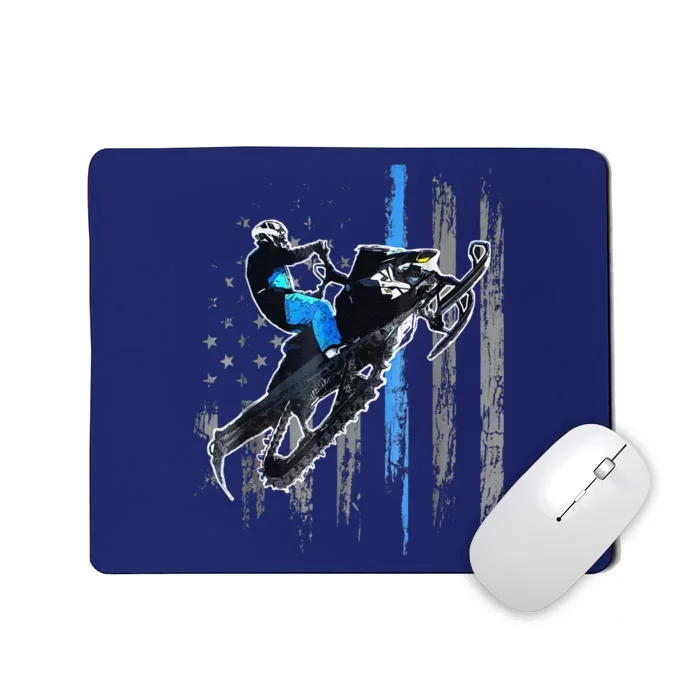 Funny American Flag Snowmobile Snowmobile Riding Gift Mousepad