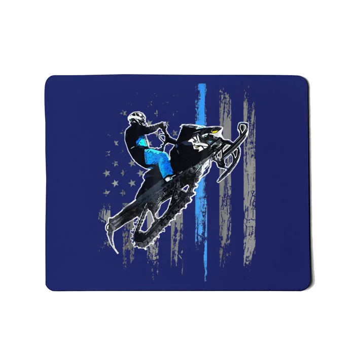 Funny American Flag Snowmobile Snowmobile Riding Gift Mousepad